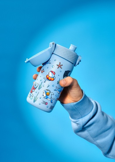 Steklenica za vodo za otroke, nerjaveče jeklo, 400 ml, Sharks - Ion8