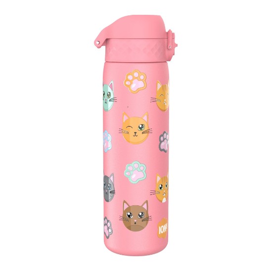 "Slim" water bottle for children, stainless steel, 600 ml, Cats - Ion8 