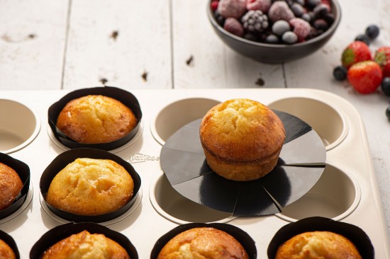 Set mit 12 wiederverwendbaren Backblechen für Muffins, Glasfaser, 5 × 5 cm – NoStik