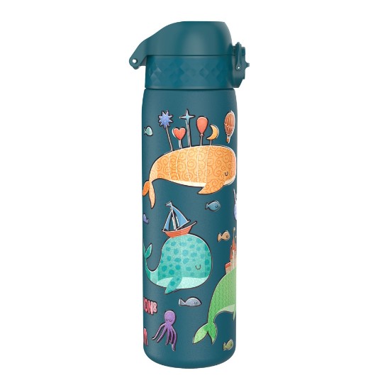 "Slim" water bottle for children, stainless steel, 600 ml, Whales - Ion8