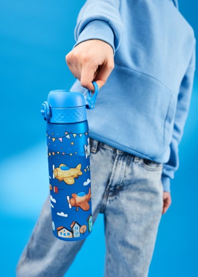 "Slim" water bottle for children, recyclon™, 500 ml, Airplanes - Ion8