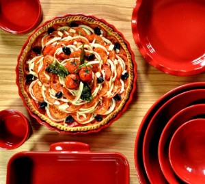 Tart dish, ceramic, 28 cm/1.98 l, Burgundy - Emile Henry