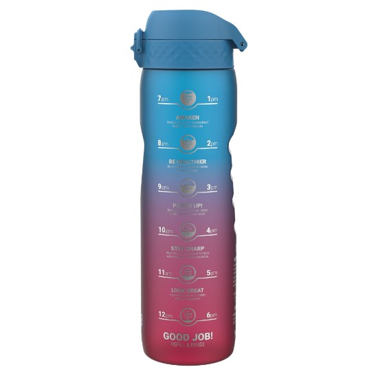 Water bottle "Times To Drink", recyclon™, 1L, Blue&Pink - Ion8