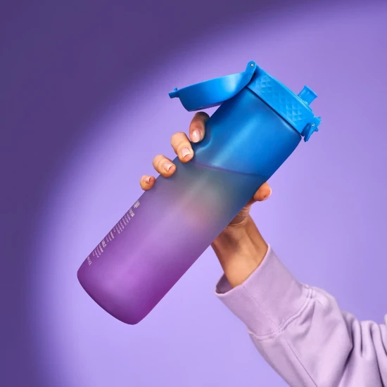 Bouteille d'eau "Times To Drink", recyclon™, 1L, Blue&Pink - Ion8