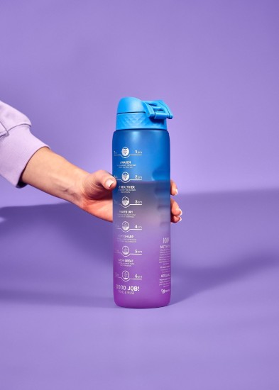 Garrafa de água "Times To Drink", recyclon™, 1L, Blue&Pink - Ion8