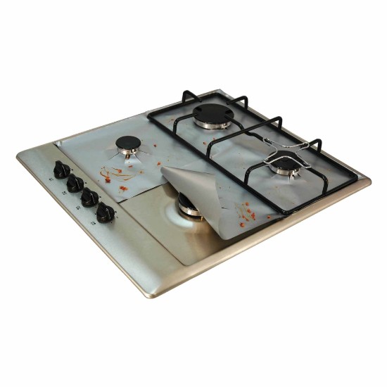 Set od 4 zaštitne folije za ploče za kuhanje za višekratnu upotrebu, 27 × 27 cm, stakloplastika - NoStik