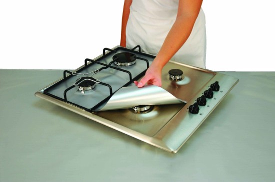 Set of 4 reusable protective sheets for hobs, 27 × 27 cm, fibreglass - NoStik