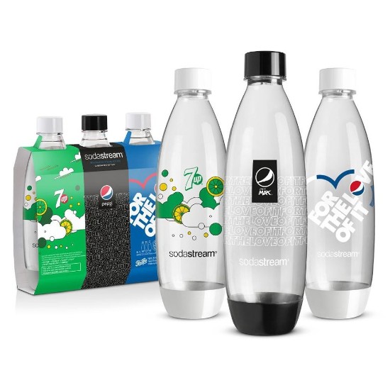 3-delt kulsyreflaskesæt, 1 L, plastik - SodaStream