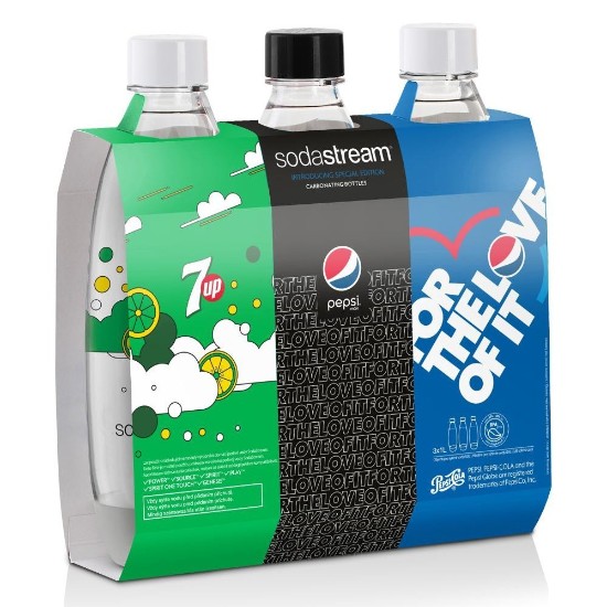 3-piece carbonating bottle set, 1 L, plastic - SodaStream