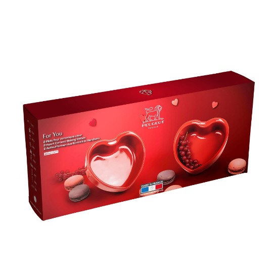 Juego de 2 fuentes para horno en forma de corazón, cerámica, 13,5 cm/0,85 L, "Appolia" - Peugeot