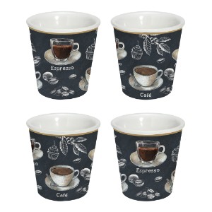 Set of 4 coffee cups, porcelain, 100 ml, "Barista" - Nuova R2S