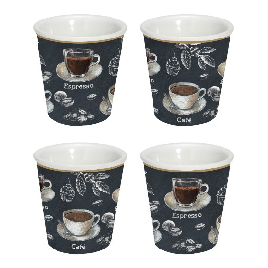 Conjunto de 4 xícaras de café, porcelana, 100 ml, "Barista" - Nuova R2S