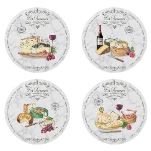 Sada 4 tanierov na servírovanie syrov, porcelán, 19 cm, "Les Fromages" - Nuova R2S
