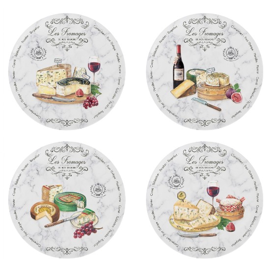 Σετ από 4 πιατέλες σερβιρίσματος τυριών, πορσελάνη, 19 cm, "Les Fromages" - Nuova R2S