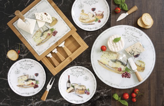Set of 4 cheese serving platters, porcelain, 19 cm, "Les Fromages" - Nuova R2S