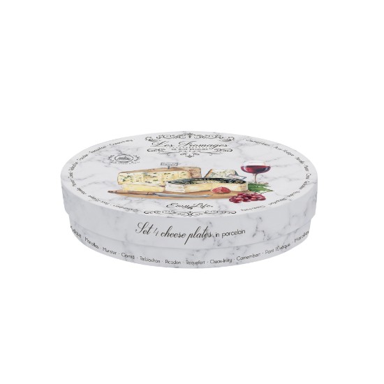 Set of 4 cheese serving platters, porcelain, 19 cm, "Les Fromages" - Nuova R2S