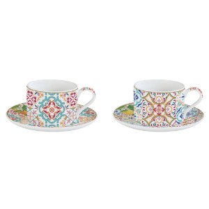Set of 2 cups with saucers, porcelain, 240 ml, "Siracusa" - Nuova R2S
