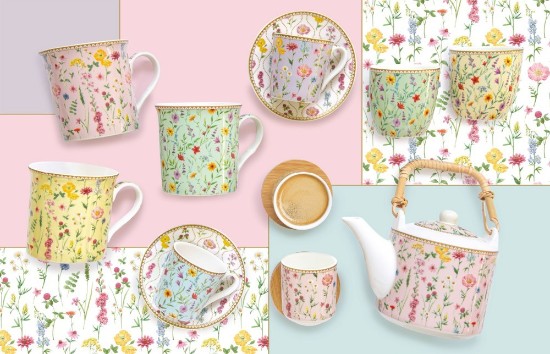 Hrnek s spařovačem a víčkem, porcelán, 350 ml, "Meadow Flowers" - Nuova R2S