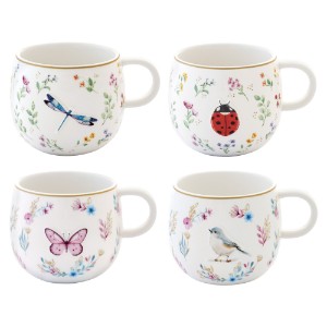 Mug, porcelain, 400 ml, embossed design, "Fancy Garden" - Nuova R2S
