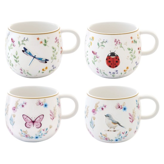 Mug, porcelaine, 400 ml, motif gaufré, "Fancy Garden" - Easy Life