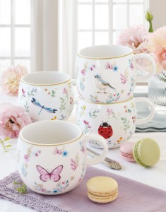 Mug, porcelain, 400 ml, embossed design, "Fancy Garden" - Easy Life