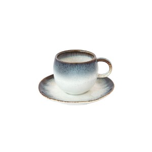 Чаша за кафе с чинийка, порцелан, 120 мл, синя, "Nuances" - Nuova R2S