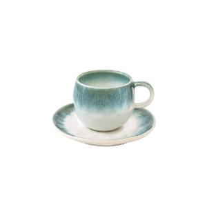 Šolja za kafu sa tanjirom, porcelan, 120 ml, zelena, "Nuances" - Nuova R2S