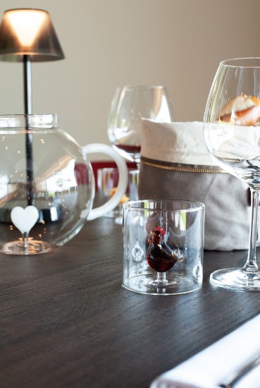 Drinkglas met interieurdecoratie, borosilicaatglas, 250 ml, haan - WD Lifestyle