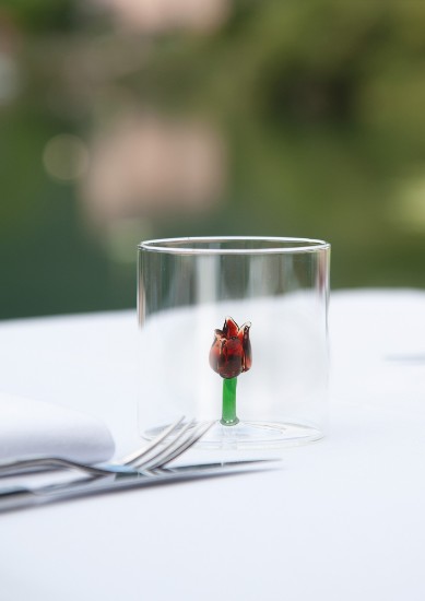 Drinking glass with interior decoration, borosilicate glass, 250 ml, tulip - WD Lifestyle