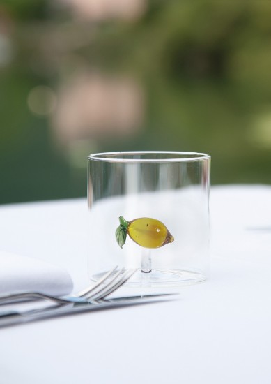 Ποτήρι με εσωτερική διακόσμηση, βοριοπυριτικό ποτήρι, 250 ml, λεμόνι - WD Lifestyle