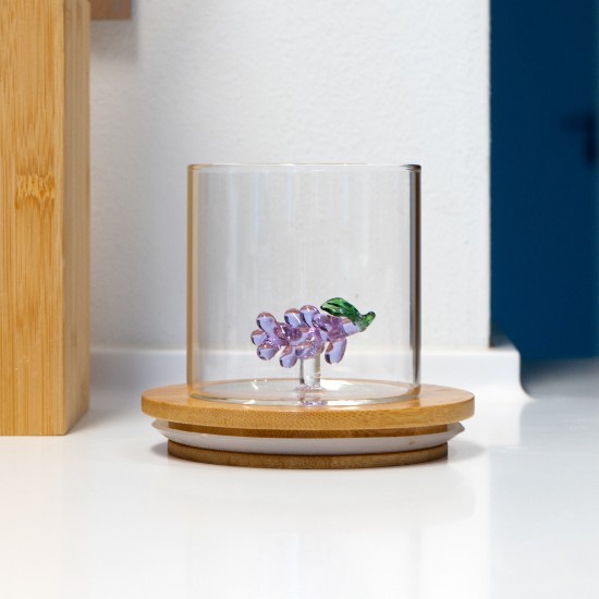 Geriamasis stiklas su vidaus apdaila, borosilikatinis stiklas, 250 ml, vynuogių - WD Lifestyle