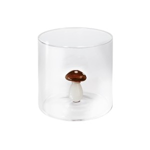 Drinking glass with interior decoration, borosilicate glass, 250 ml, mushroom - WD Lifestyle
