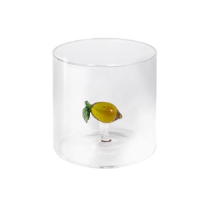 Drinking glass with interior decoration, borosilicate glass, 250 ml, lemon - WD Lifestyle