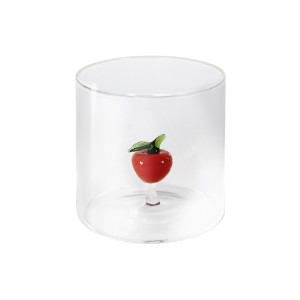 Drinking glass with interior decoration, borosilicate glass, 250 ml, apple - WD Lifestyle