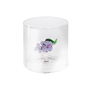Drinking glass with interior decoration, borosilicate glass, 250 ml, grape - WD Lifestyle