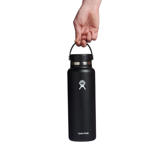 Бутылка термоизоляционная, нержавеющая сталь, 1,18л, "Wide Mouth", Black - Hydro Flask