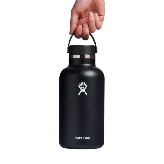 Garrafa com isolamento térmico, aço inoxidável, 1,9L, "Wide Mouth", Black - Hydro Flask
