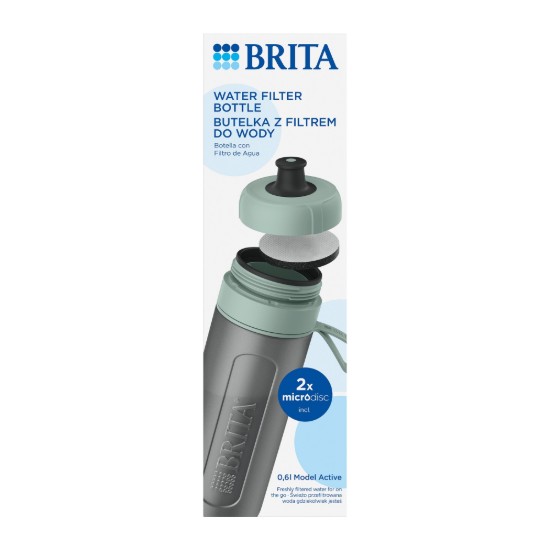 BRITA waterfilterfles Active 600 ml (Donkergroen) + 2 MicroDisc filters