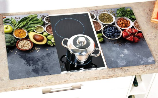 Set of 2 glass chopping boards, 50 x 28.5 cm, 0.4 cm thick, "Healthy Kitchen" - Kesper