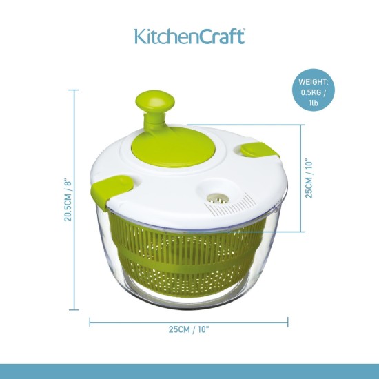 Salātu vērpējs, 25 cm, plastmasas - Kitchen Craft