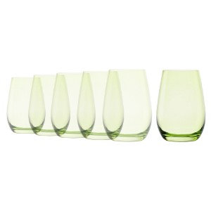 Sett med 6 ELEMENTS vannglass, laget av glass, 465 ml, grønn - Stölzle