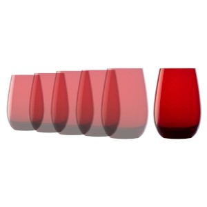 6 ELEMENTS vandens stiklinių rinkinys, stiklas, 465 ml, raudona - Stölzle