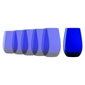 Sada pohárov na vodu 6 ELEMENTS, vyrobená zo skla, 465 ml, modrá - Stölzle