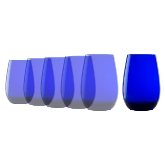 Sett med 6 ELEMENTS vannglass, laget av glass, 465 ml, blå - Stölzle