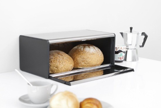 "Fall Front" bread box, stainless steel, 46.5 x 25 cm, Brilliant Steel - Brabantia