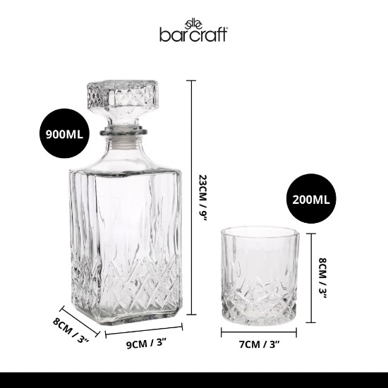 Sett ta 'tazzi decanter u whisky, 5 biċċiet, ħġieġ - Kitchen Craft