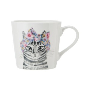 Porcelain mug, 380 ml, cat design - Mikasa