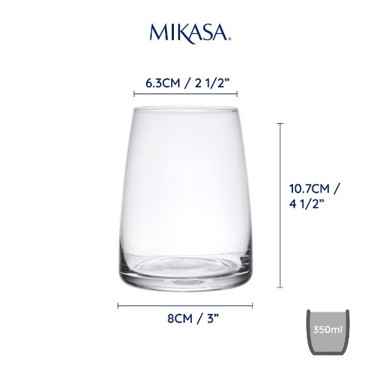 Sett ta' 4 tazzi, magħmula minn ħġieġ kristallin, 350 ml, "Palermo" - Mikasa