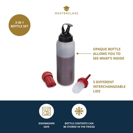 Sauce bottle, with 3 interchangeable ends, 350 ml, plastic - MasterClass