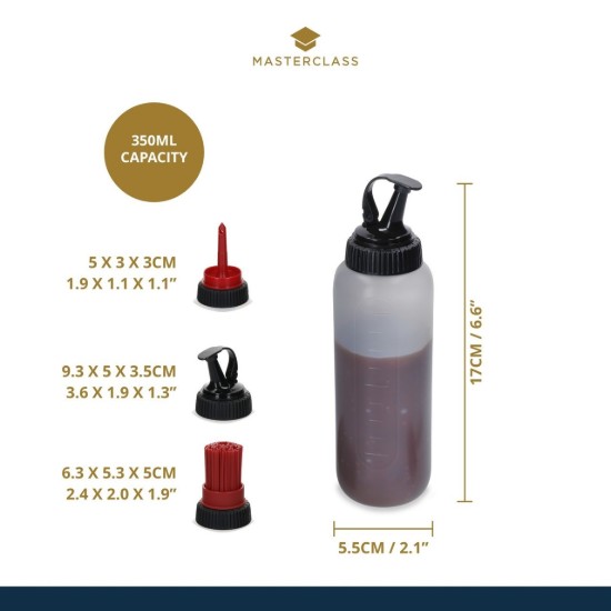 Sauce bottle, with 3 interchangeable ends, 350 ml, plastic - MasterClass